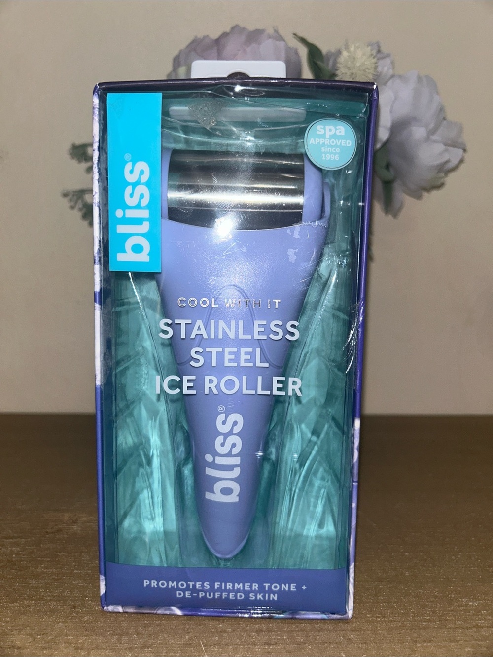 Bliss Stainless Steel Ice Roller in Lavender Color NIB